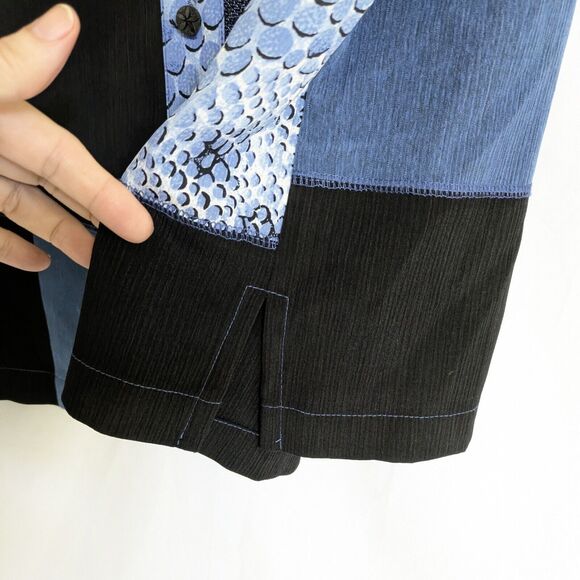 Allison Daley Women's Size 16 Button Down Blouse Blue Patchwork Embroidered - Picture 4 of 12